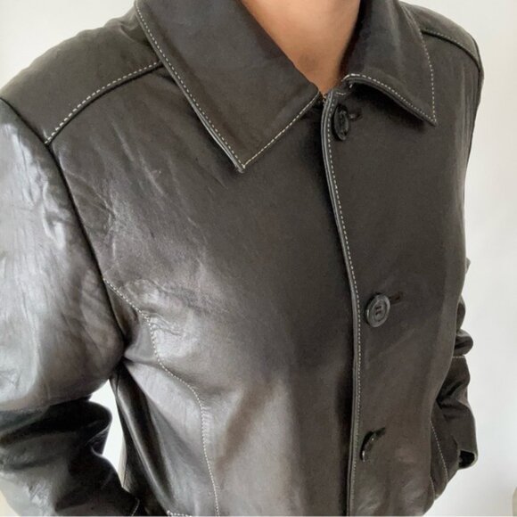 Vintage Anne Klein Genuine Black Leather Jacket - Picture 7 of 16